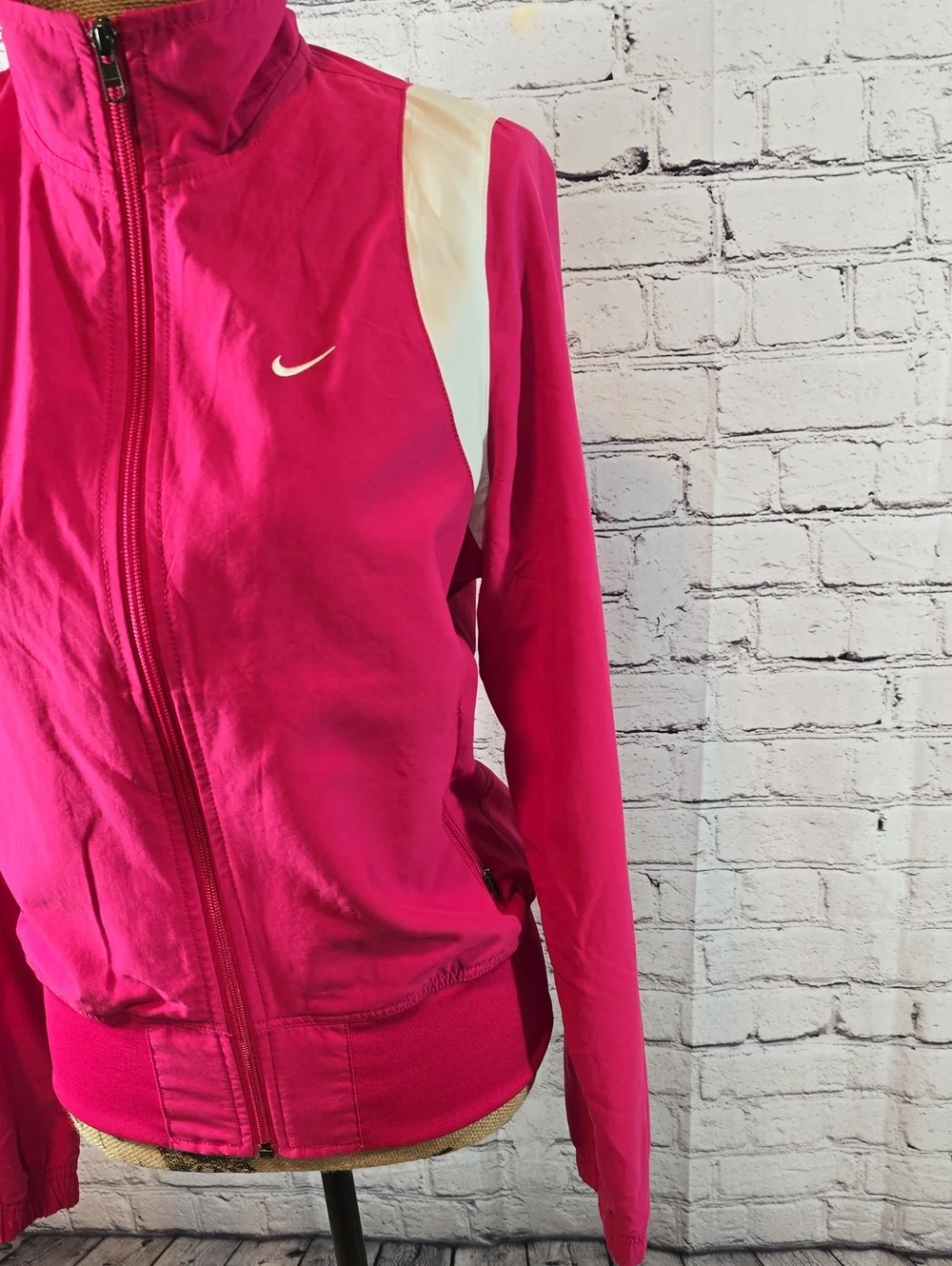 Nike Women's Hot Pink Track Jacket with White Panels Size M